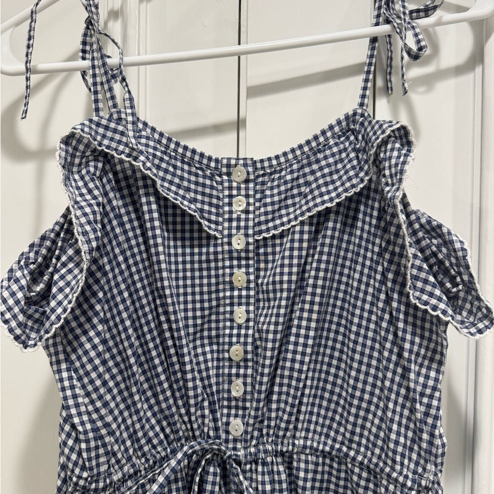 Soleil Blue Gingham Ruffle Dress